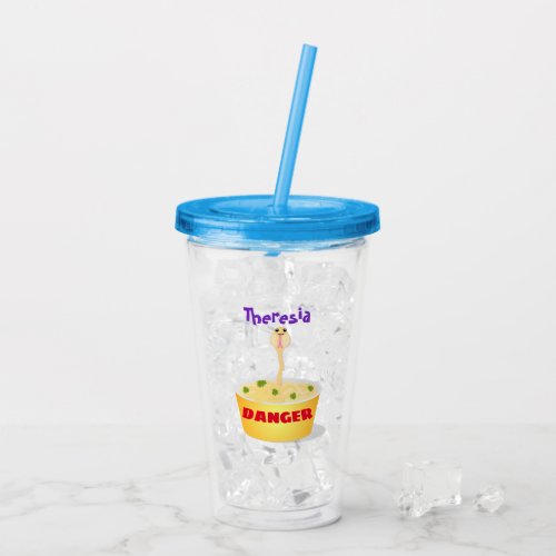 Cute noodles snake cartoon illustration humor acrylic tumbler