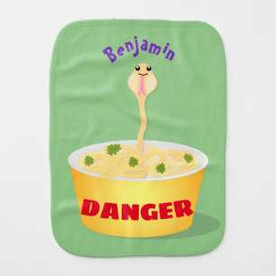 Cute noodles snake cartoon illustration humor baby burp cloth