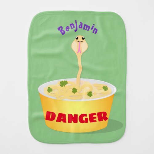 Cute noodles snake cartoon illustration humor baby burp cloth