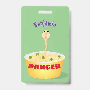 Cute noodles snake cartoon illustration humor badge