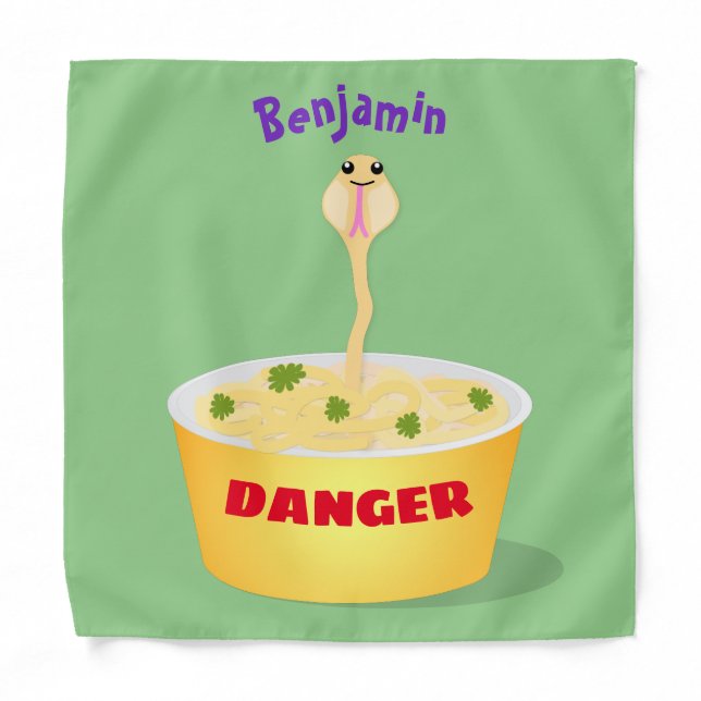 Cute noodles snake cartoon illustration humor  bandana (Front)