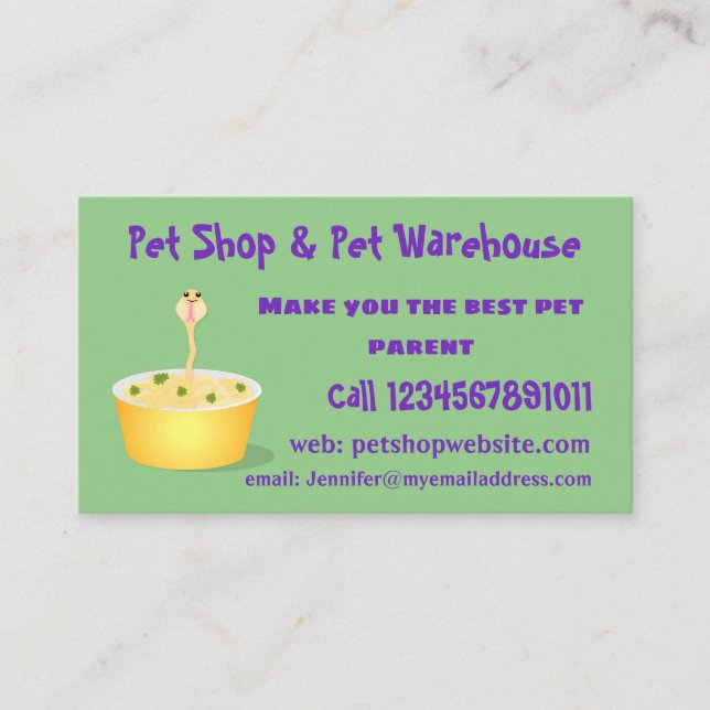 Cute noodles snake cartoon illustration humor business card (Front)