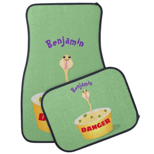 Cute noodles snake cartoon illustration humor car floor mat