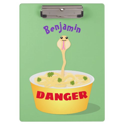 Cute noodles snake cartoon illustration humor clipboard