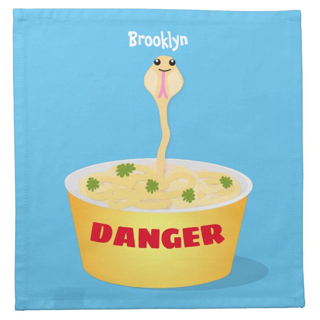 Cute noodles snake cartoon illustration humor cloth napkin (Front)