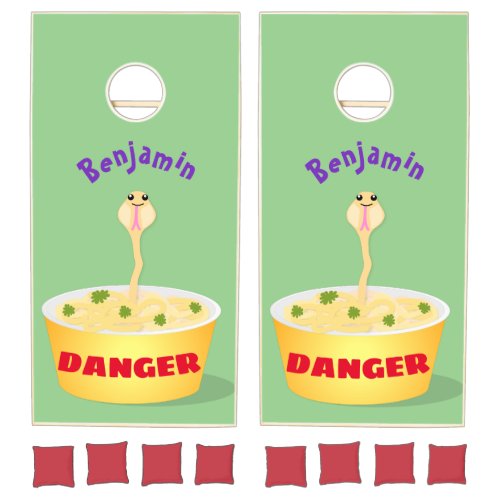 Cute noodles snake cartoon illustration humor cornhole set