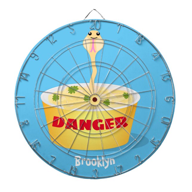 Cute noodles snake cartoon illustration humor dart board (Front)