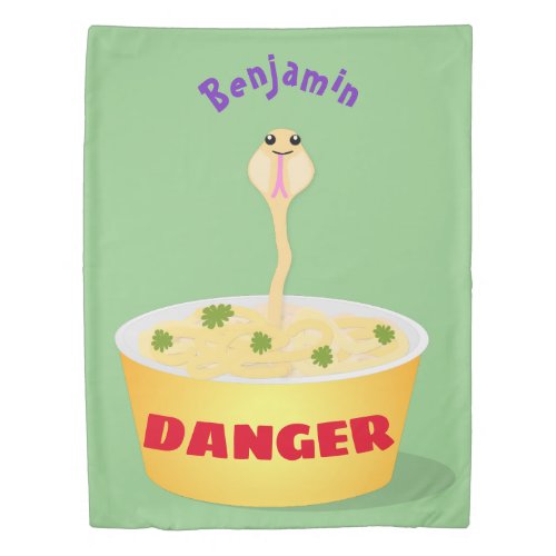 Cute noodles snake cartoon illustration humor duvet cover