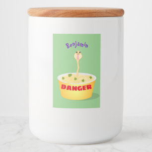 Cute noodles snake cartoon illustration humor food label