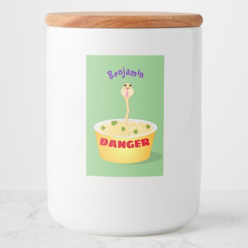 Cute noodles snake cartoon illustration humor food label