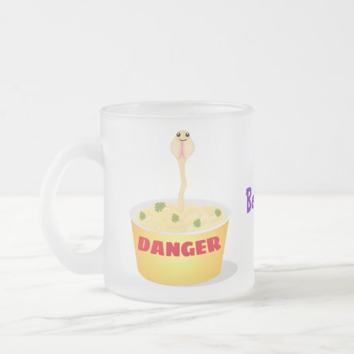 Cute noodles snake cartoon illustration humor frosted glass coffee mug