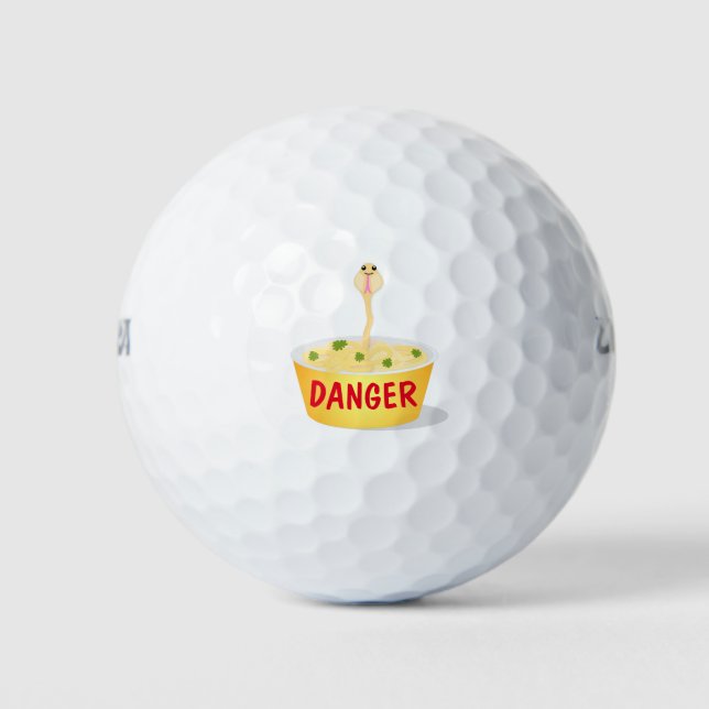 Cute noodles snake cartoon illustration humor golf balls (Front)