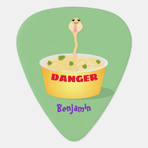 Cute noodles snake cartoon illustration humor guitar pick