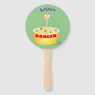 Cute noodles snake cartoon illustration humor hand fan