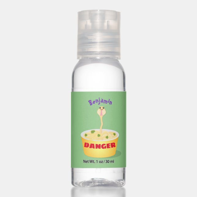Cute noodles snake cartoon illustration humor hand sanitizer (Front)