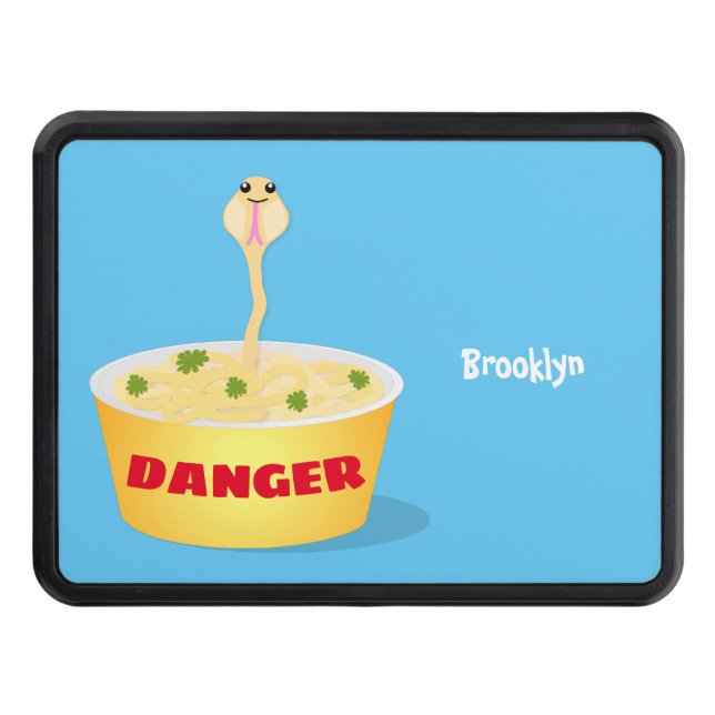 Cute noodles snake cartoon illustration humor hitch cover (Front)