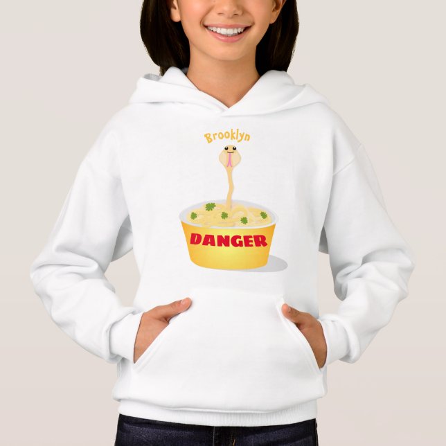 Cute noodles snake cartoon illustration humor hoodie (Front)