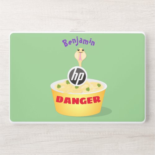 Cute noodles snake cartoon illustration humor HP laptop skin