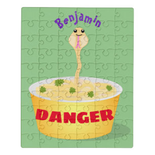Cute noodles snake cartoon illustration humor jigsaw puzzle