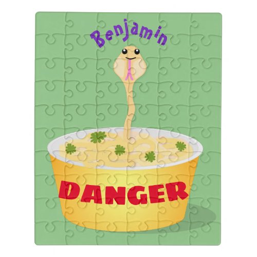 Cute noodles snake cartoon illustration humor jigsaw puzzle