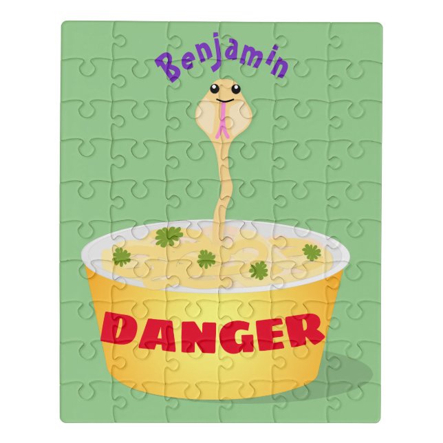 Cute noodles snake cartoon illustration humor jigsaw puzzle (Puzzle Vertical)