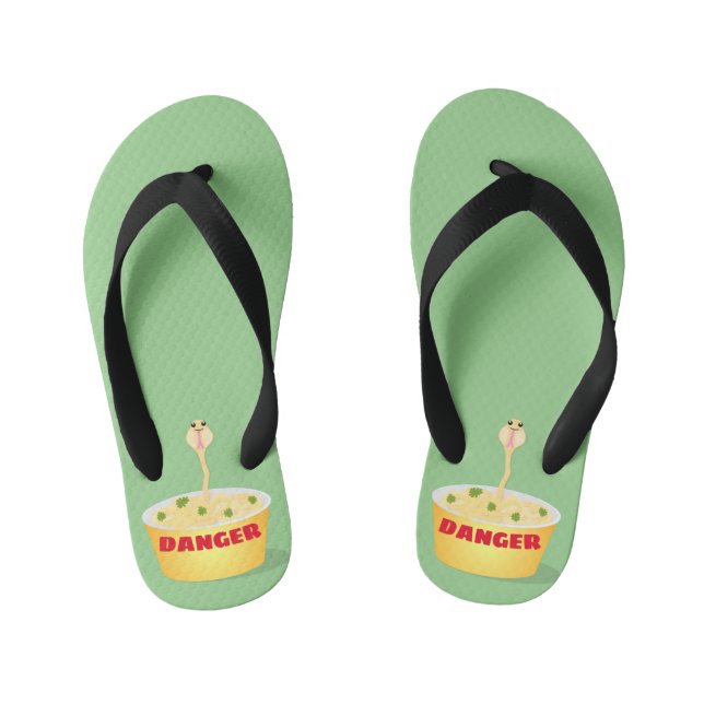 Cute noodles snake cartoon illustration humor kid's flip flops (Footbed)