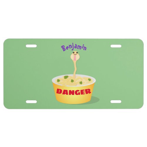 Cute noodles snake cartoon illustration humor license plate