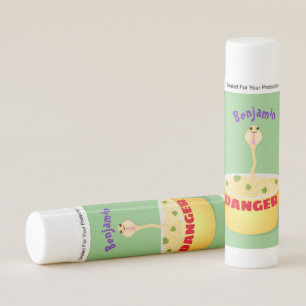 Cute noodles snake cartoon illustration humor lip balm