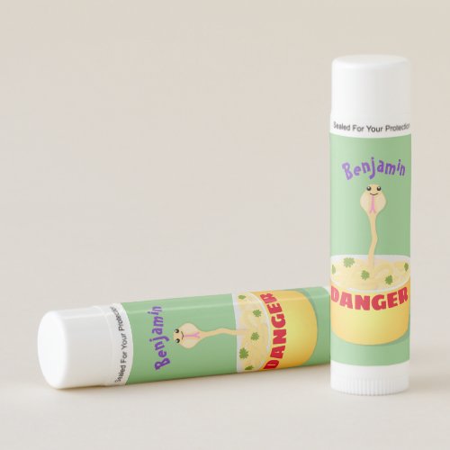 Cute noodles snake cartoon illustration humor  lip balm