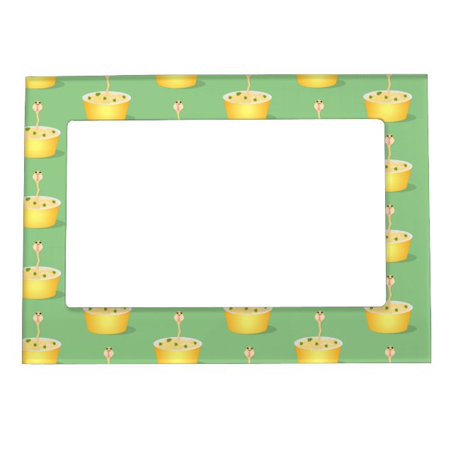 Cute noodles snake cartoon illustration humor magnetic frame (Front)