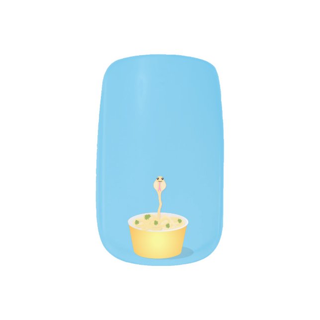 Cute noodles snake cartoon illustration humor minx nail art (Left Thumb)