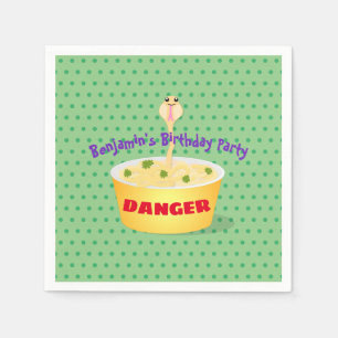 Cute noodles snake cartoon illustration humor napkins
