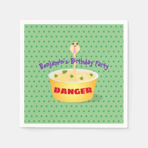 Cute noodles snake cartoon illustration humor napkins