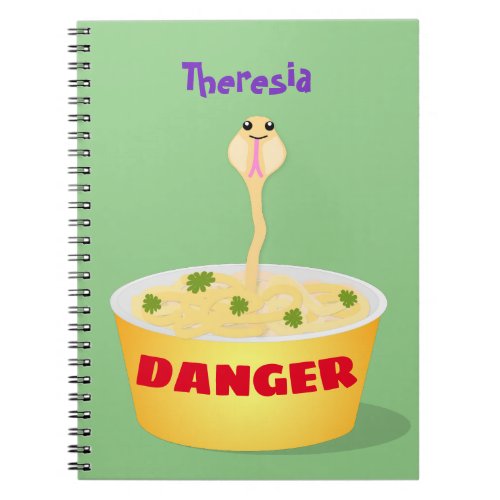 Cute noodles snake cartoon illustration humor notebook