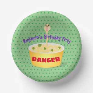 Cute noodles snake cartoon illustration humor paper bowls