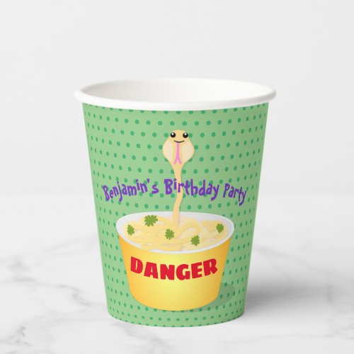 Cute noodles snake cartoon illustration humor  paper cups