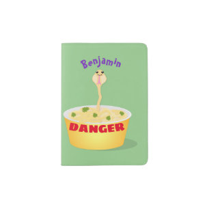Cute noodles snake cartoon illustration humor passport holder