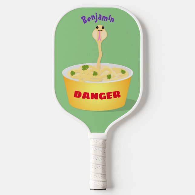 Cute noodles snake cartoon illustration humor  pickleball paddle (Front)