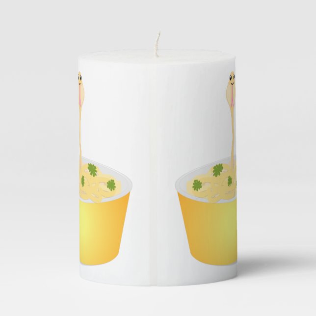 Cute noodles snake cartoon illustration humor pillar candle (Back)