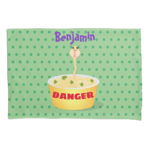 Cute noodles snake cartoon illustration humor pillow case