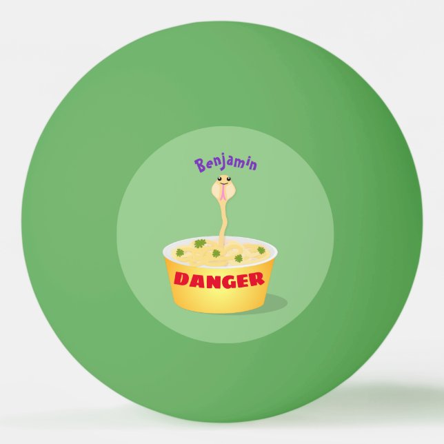 Cute noodles snake cartoon illustration humor ping pong ball (Front)