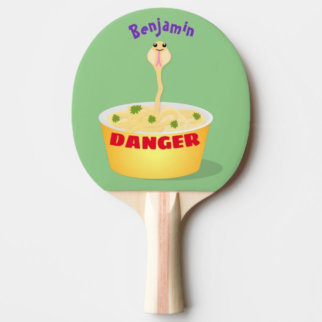 Cute noodles snake cartoon illustration humor  ping pong paddle (Front)