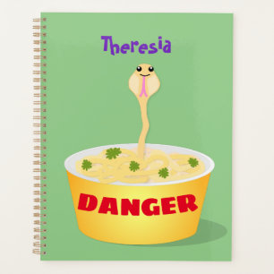 Cute noodles snake cartoon illustration humor planner