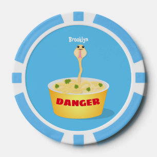 Cute noodles snake cartoon illustration humor poker chips