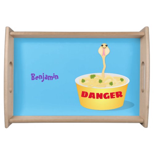 Cute noodles snake cartoon illustration humor serving tray