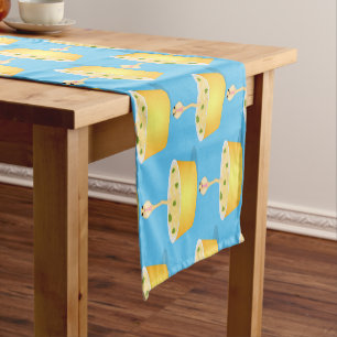 Cute noodles snake cartoon illustration humor short table runner
