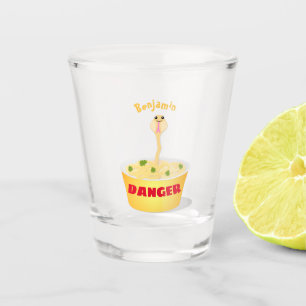 Cute noodles snake cartoon illustration humor shot glass