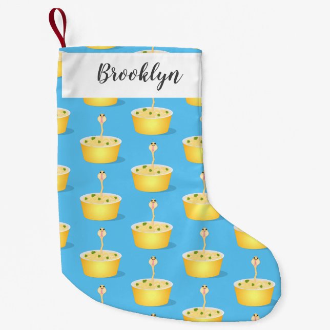 Cute noodles snake cartoon illustration humor small christmas stocking (Front)
