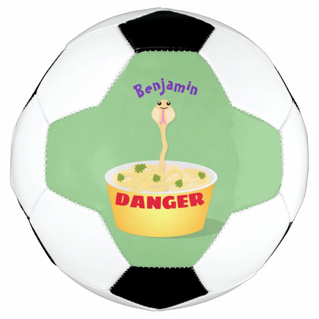 Cute noodles snake cartoon illustration humor  soccer ball (Front)