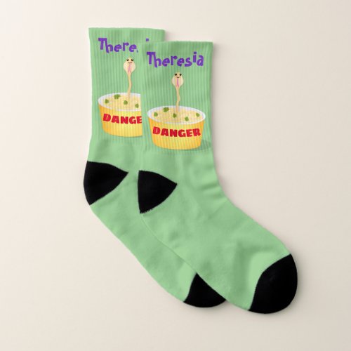 Cute noodles snake cartoon illustration humor socks